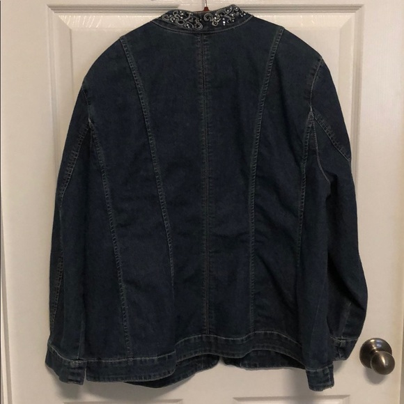 Liz & Me Embellished Denim Jacket with Zipper - Picture 3 of 6